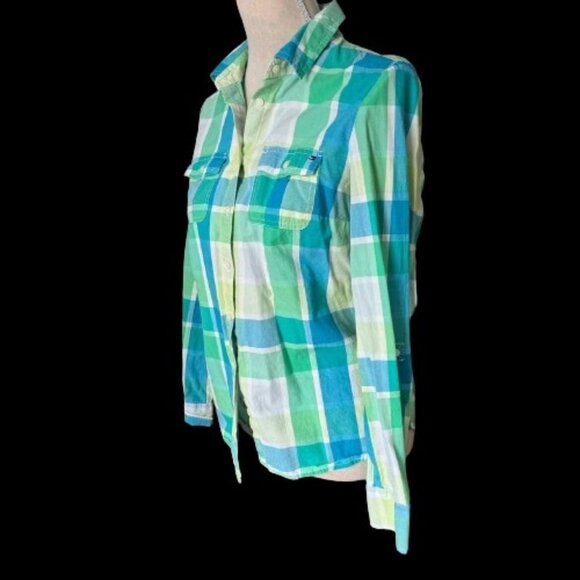 TOMMY HILFIGER Women’s Cotton Plaid Shirt - Size Medium - Picture 6 of 9